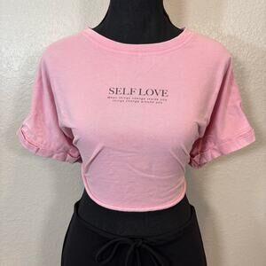 FOREVER 21 Cropped TShirt  SzL Pink Basic Retro Girl Power Urban Barbie Feminine